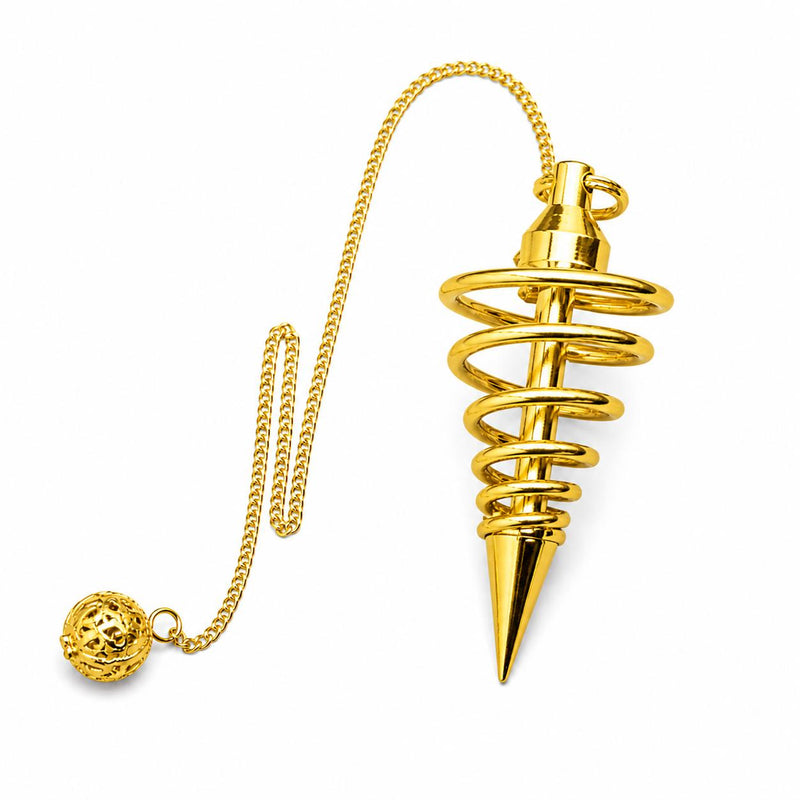 Gold Spiral Crystal Cage Pendulum for Reiki Healing, Dowsing, Meditation & Chakra Balancing