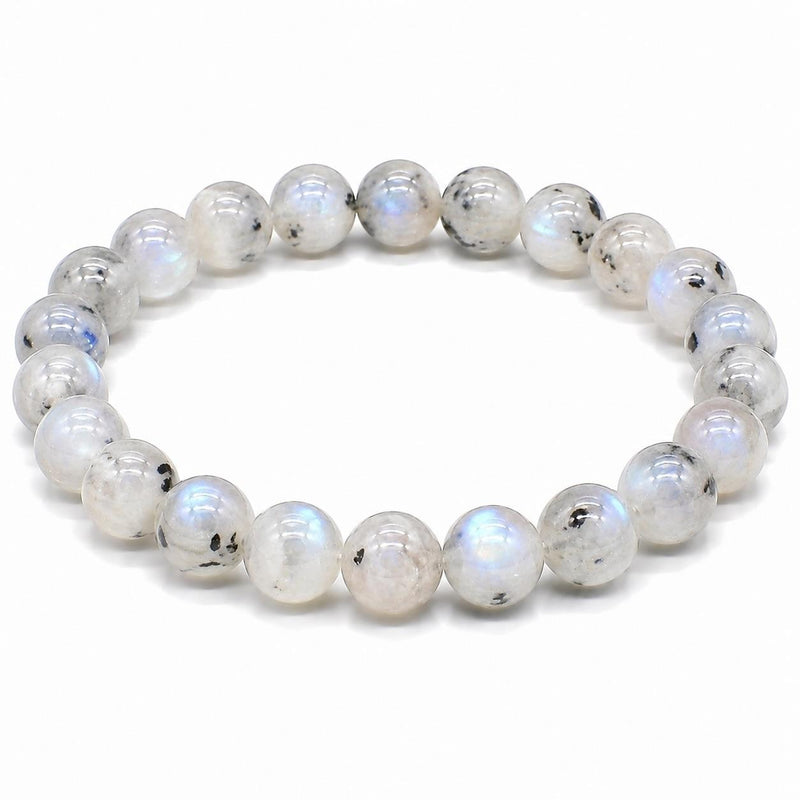 Natural Rainbow Moonstone Bracelet 8mm | Genuine Flash Moonstone Crystal Bracelet