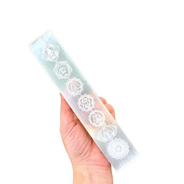 7 Chakra Selenite Flat Stick – Energy Healing & Meditation Crystal