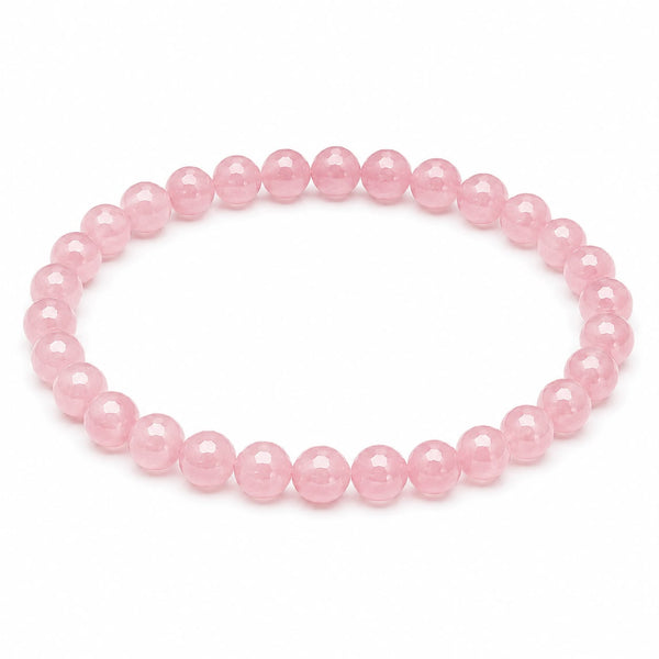Rose Quartz Diamond Cut Bracelet 6mm | Natural Crystal Beaded Bracelet