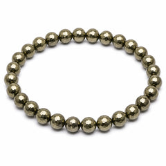 Pyrite Diamond Bracelet 6mm | Natural Crystal Beaded Bracelet
