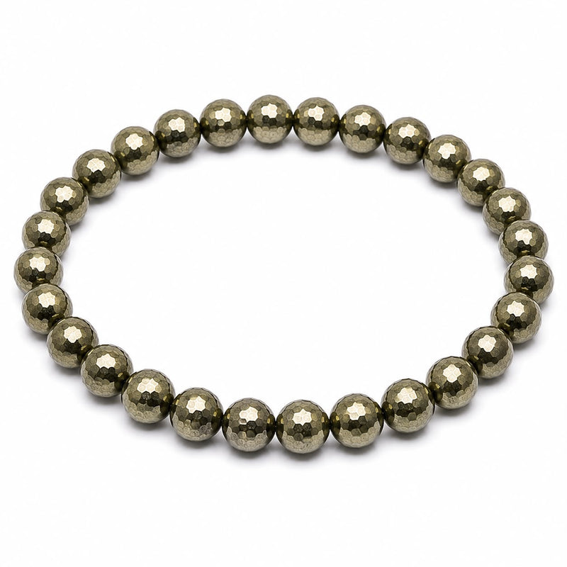 Pyrite Diamond Bracelet 6mm | Natural Crystal Beaded Bracelet