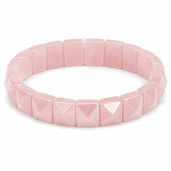 Natural Rose Quartz Pyramid Tile Bracelet