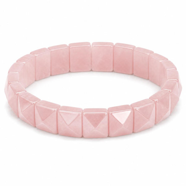 Natural Rose Quartz Pyramid Tile Bracelet