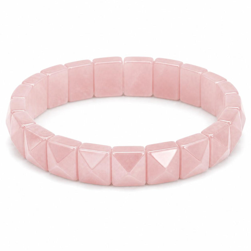 Natural Rose Quartz Pyramid Tile Bracelet