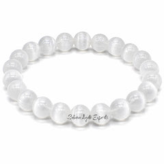Natural Selenite Bracelet 8mm | White Crystal Bead Bracelet