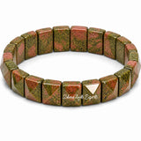 Natural Unakite Pyramid Tile Bracelet