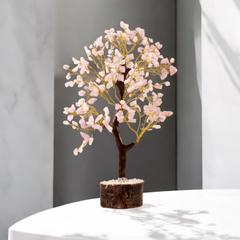 Rose Quartz Crystal Gemstone Tree with 300 Beads – Feng Shui Vastu Decoration for Love, Healing & Po
