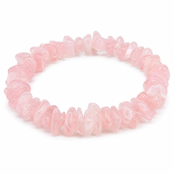 Natural Rose Quartz Chip Bracelet | Handmade Stretch Crystal Bracelet | Premium Pink Gemstone Jewelr