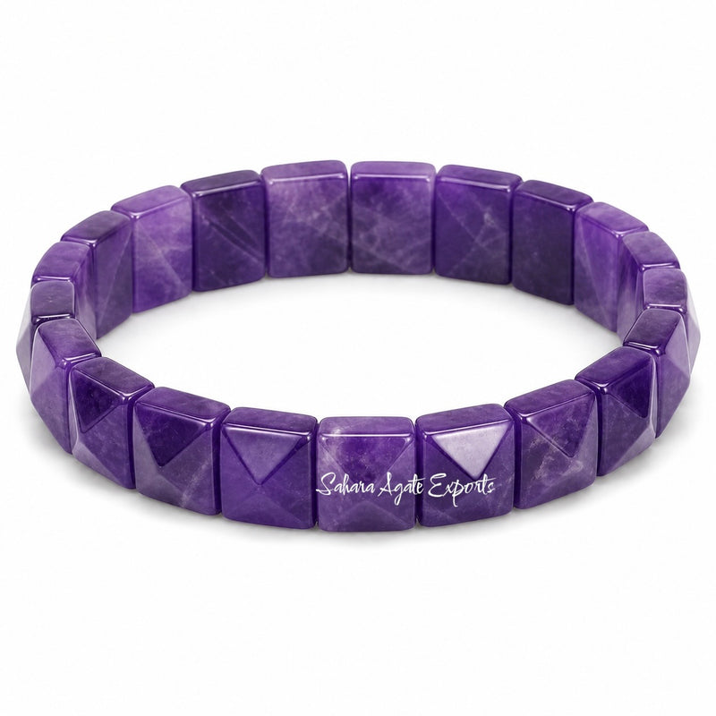 Natural Amethyst Pyramid Tile Bracelet