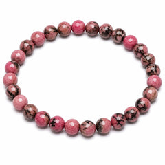 Rhodonite Diamond Cut Bracelet 6mm | Natural Crystal Beaded Bracelet