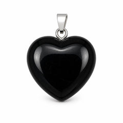 Natural Black Obsidian Heart Crystal Pendant | Protection & Grounding Gemstone Necklace