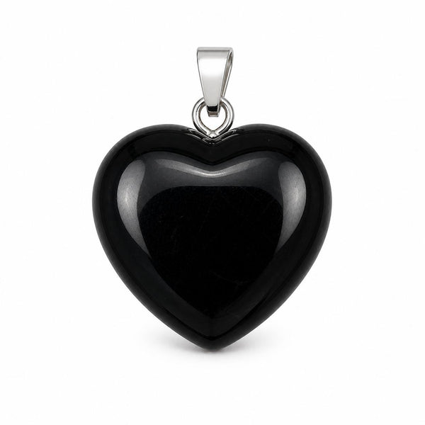Natural Black Obsidian Heart Crystal Pendant | Protection & Grounding Gemstone Necklace