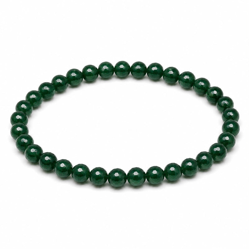 Green Jade Diamond Cut Bracelet 6mm | Natural Crystal Beaded Bracelet