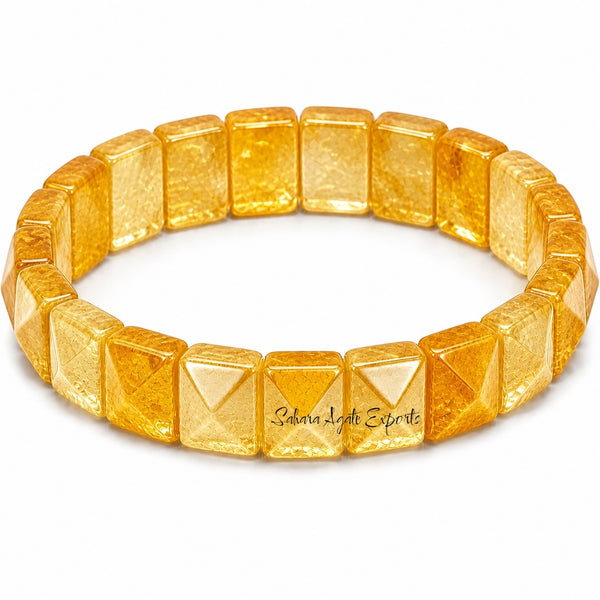 Natural Citrine Pyramid Tile Bracelet