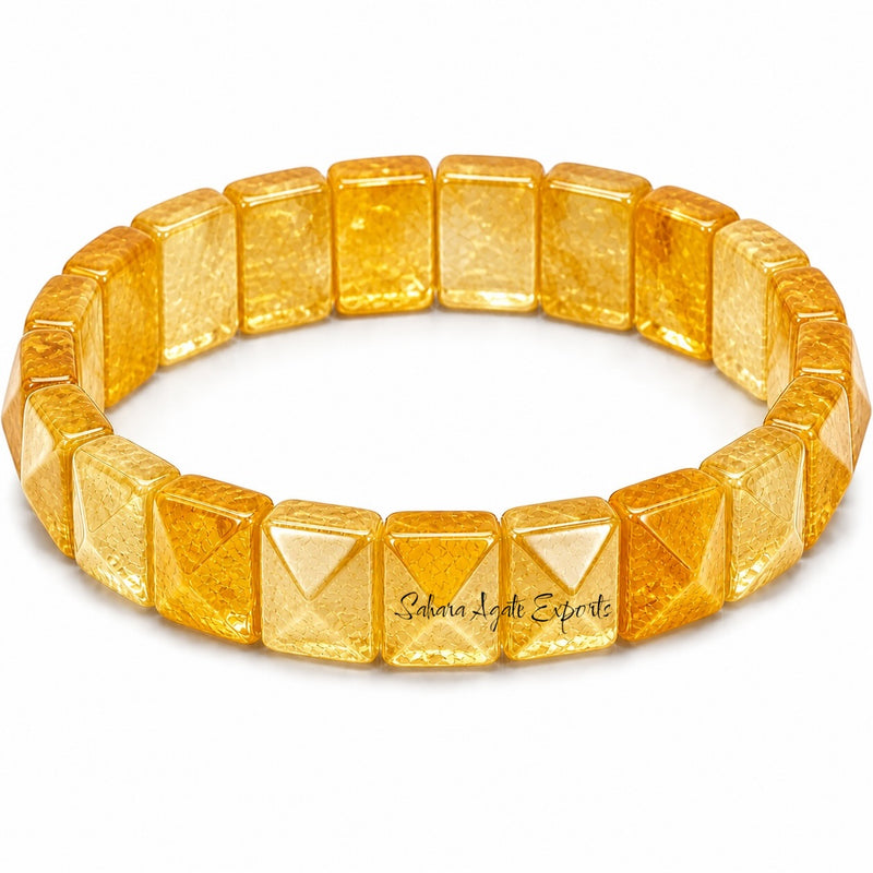 Natural Citrine Pyramid Tile Bracelet