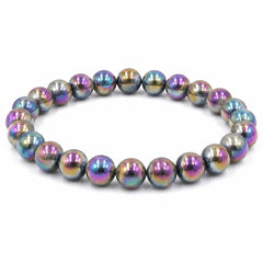 Rainbow Aura Hematite Bracelet 8mm | Electroplated Natural Hematite Gemstone Bracelet