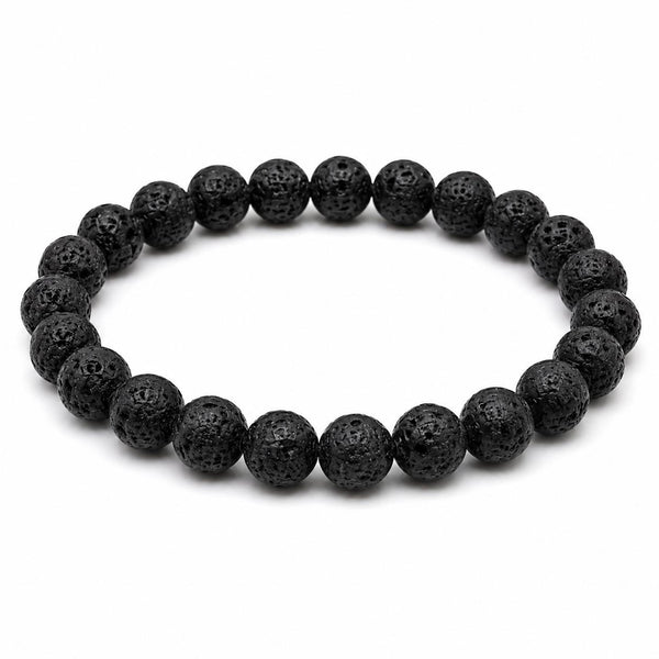 Black Lava Stone Bracelet | Natural Volcanic Stone Beaded Bracelet