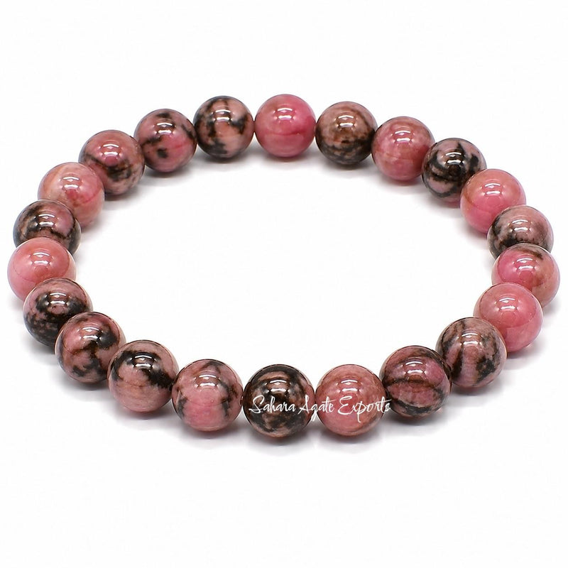 Natural Rhodonite Bracelet 8mm | Premium Pink Gemstone Bracelet